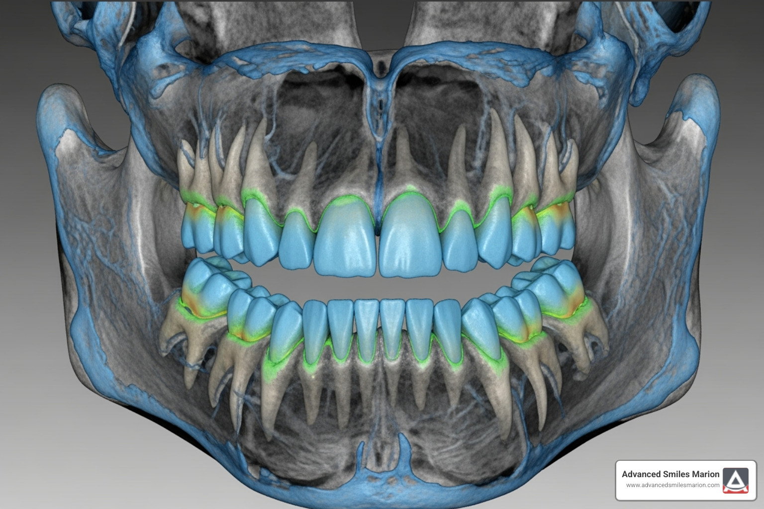 3D dental imaging of teeth and jawbone - difference between veneers and crowns