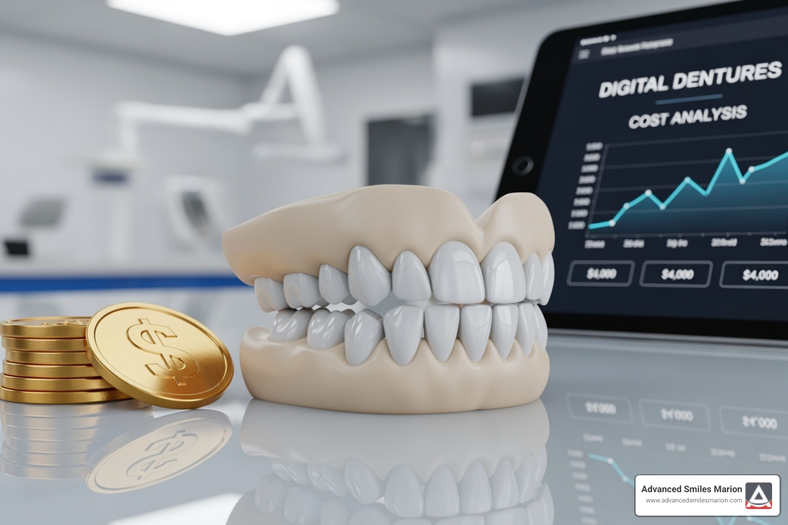 smiling piggy bank - digital dentures cost