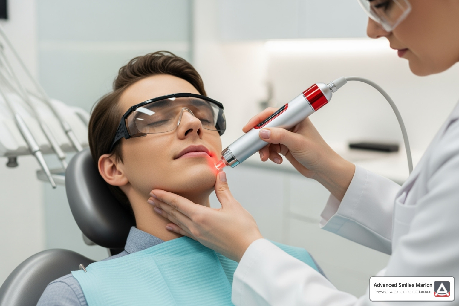 laser therapy for jaw pain - rebuilding a tooth