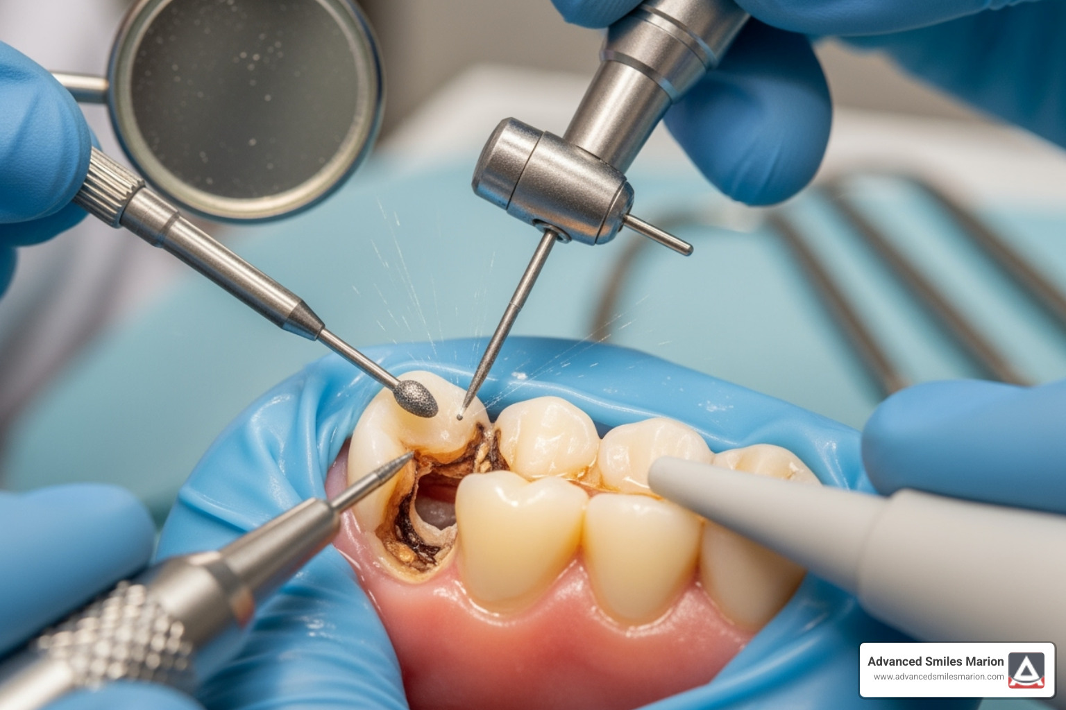 a before-and-after comparison of a chipped tooth repaired with dental bonding - rebuilding a tooth