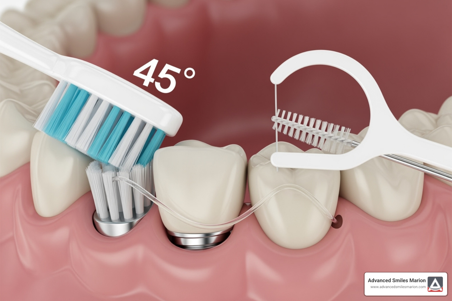 Proper brushing and flossing technique around an implant - Are dental implants permanent