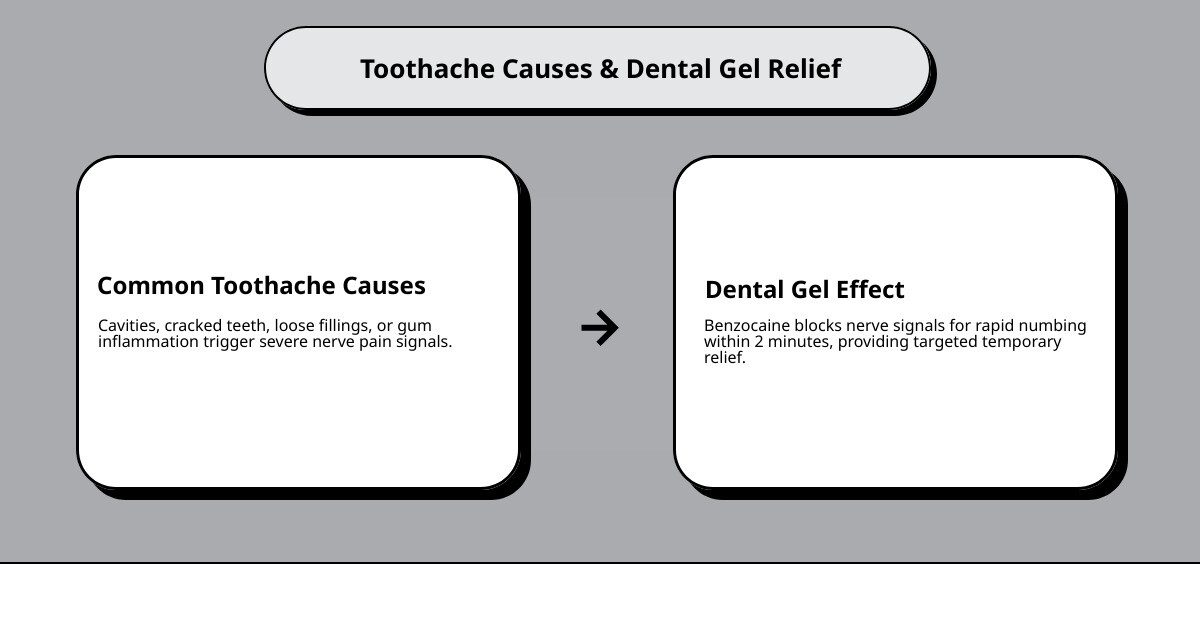 Infographic showing causes of toothache and immediate relief steps with dental gel - dental gel for pain relief infographic Infographic showing causes of toothache and immediate relief steps with dental gel - dental gel for pain relief infographic