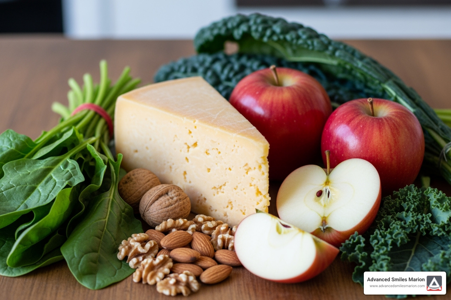 of foods beneficial for teeth, like cheese, apples, and leafy greens - restore and repair teeth of foods beneficial for teeth, like cheese, apples, and leafy greens - restore and repair teeth