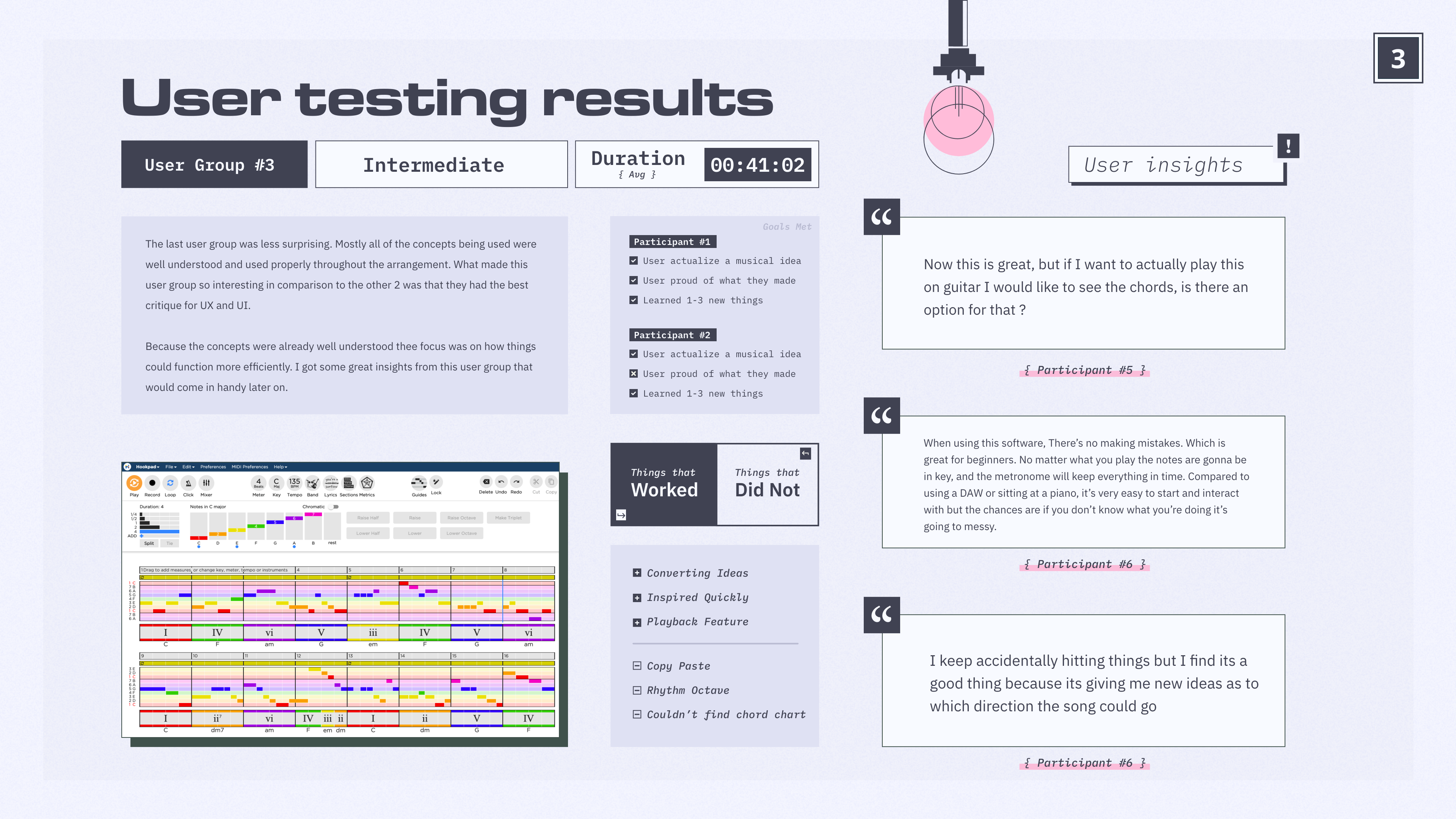User Testing - Group 3

The last user group was less surprising. Mostly all of the concepts being used were well understood and used properly throughout the arrangement. What made this user group so interesting in comparison to the other 2 was that they had the best critique for UX and UI.

Because the concepts were already well understood thee focus was on how things could function more efficiently. I got some great insights from this user group that would come in handy later on.