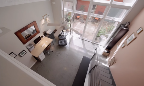 Overhead footage from the second story of the Raymond home listing