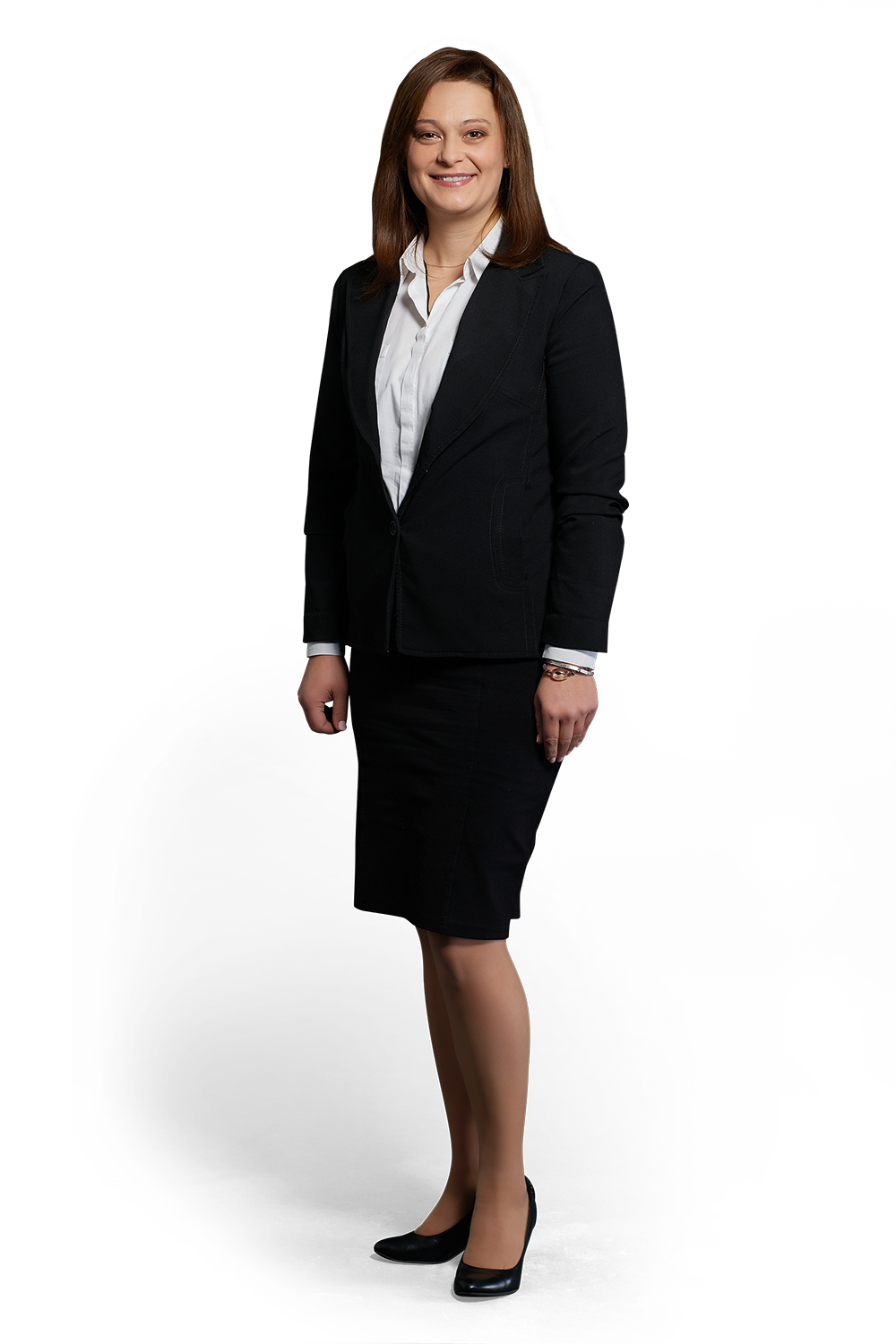 Porträt einer Mitarbeiterin von Kohnle & Partner in Business-Kleidung.