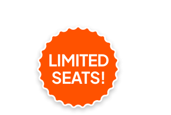 Bright orange circular badge with scalloped edges and white text reading 'HURRY!'