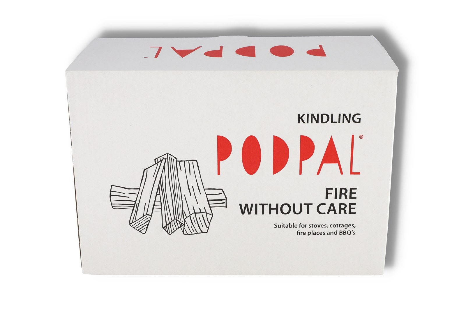 Exportní balení Podpal s anglickým popisem Kindling — Fire without care