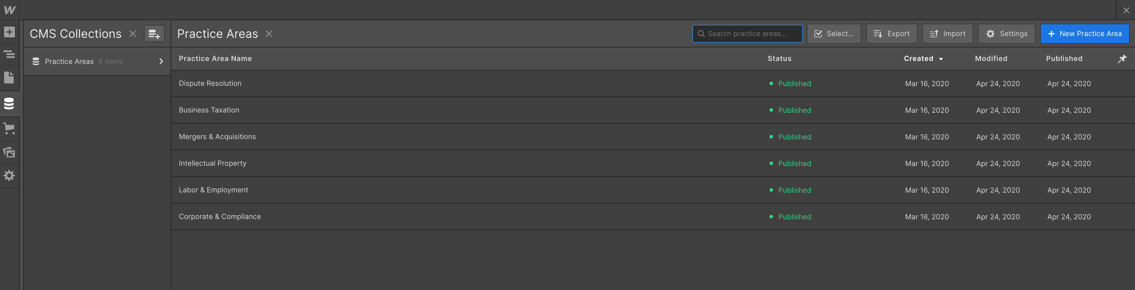 CMS Collection - Justicia Webflow Template