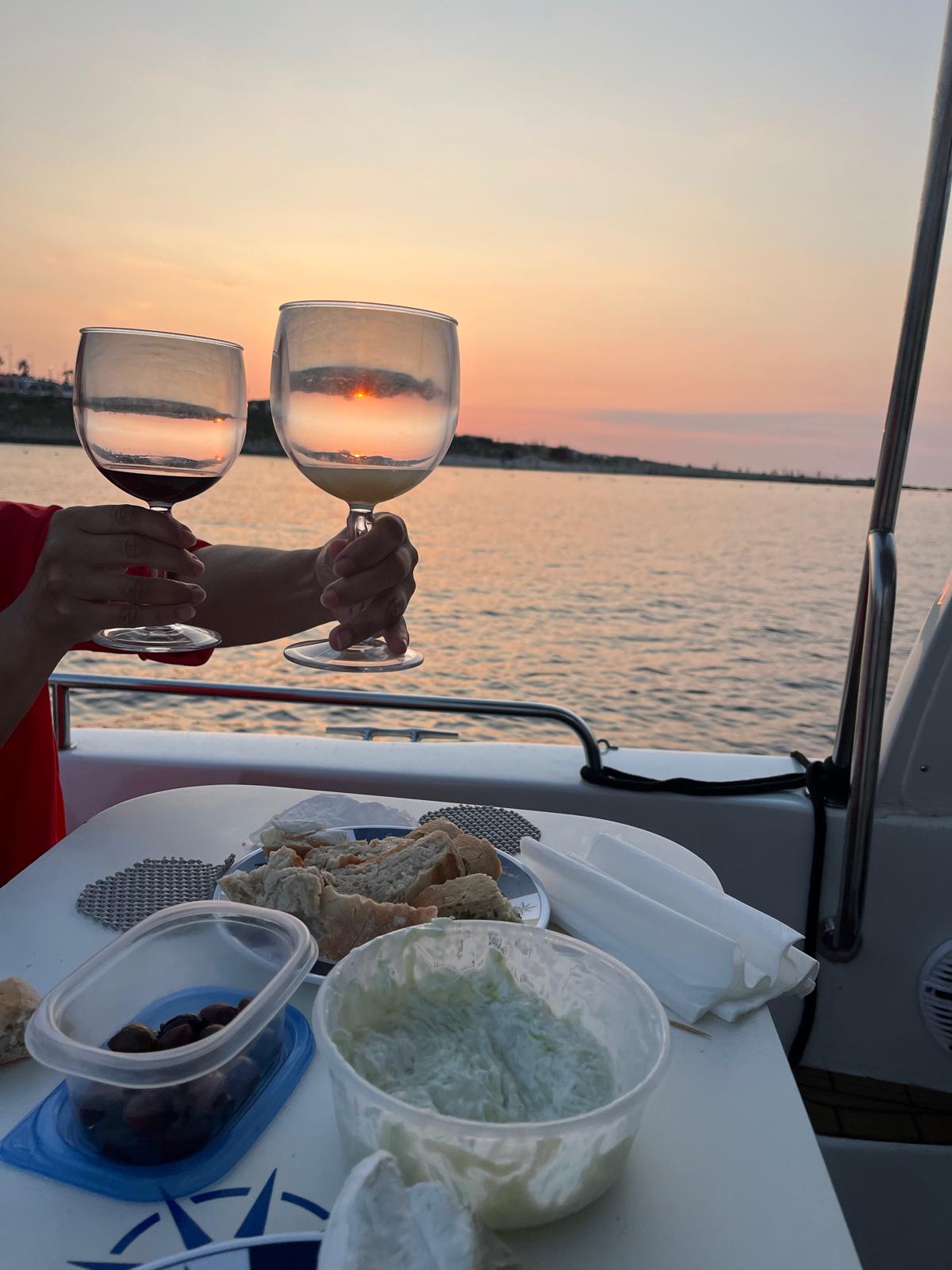 Sunset on boat