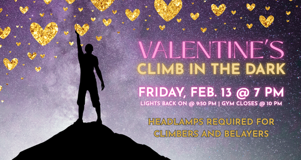 Banner for event. Text with event details are laid over a person on the summit of a hill reaching for stars above with glittery gold hearts streaming over the upper part of the image.
