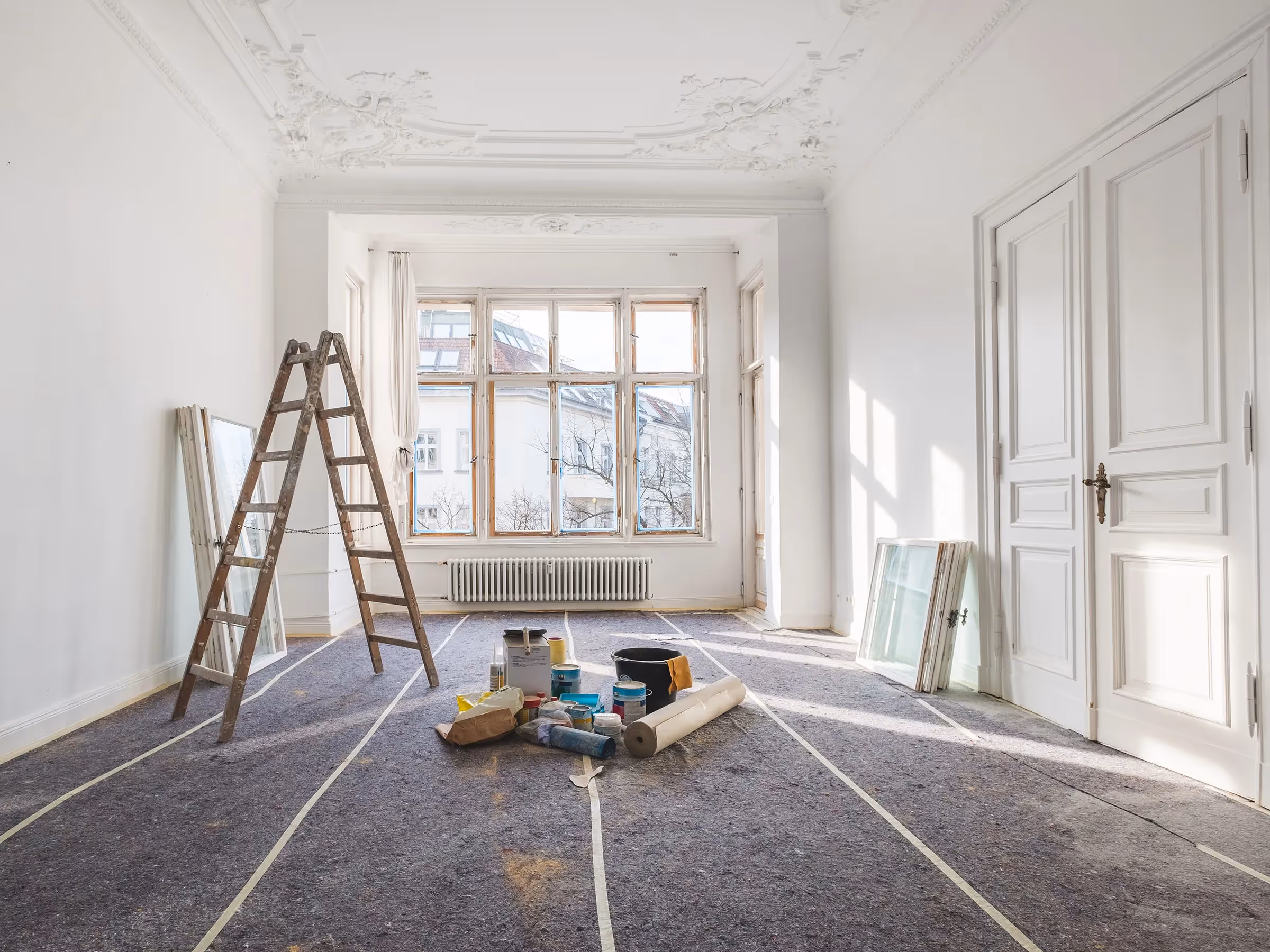 Fantasy Finishes entryway restoration, cabinet repair renovation, interior painting on Long Island New York 631-278-5096