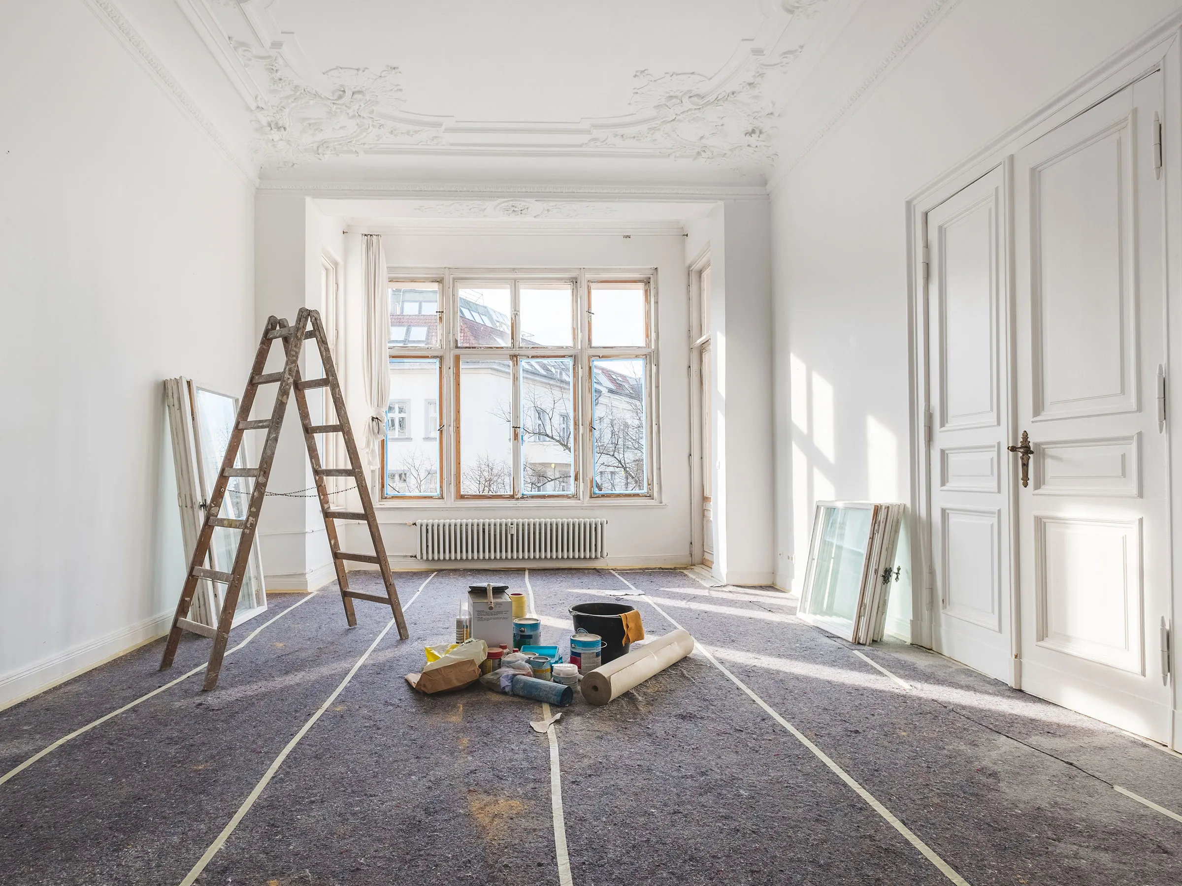 Fantasy Finishes entryway restoration, cabinet repair renovation, interior painting on Long Island New York 631-278-5096