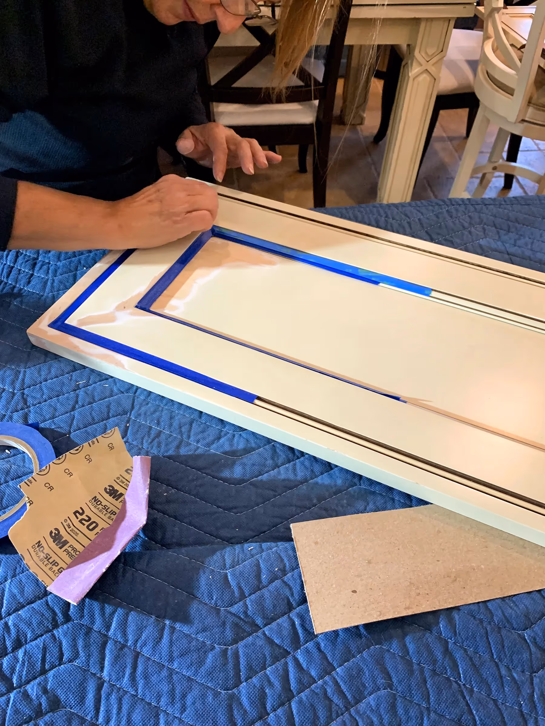 Fantasy Finishes entryway restoration, cabinet repair renovation, interior painting on Long Island New York 631-278-5096