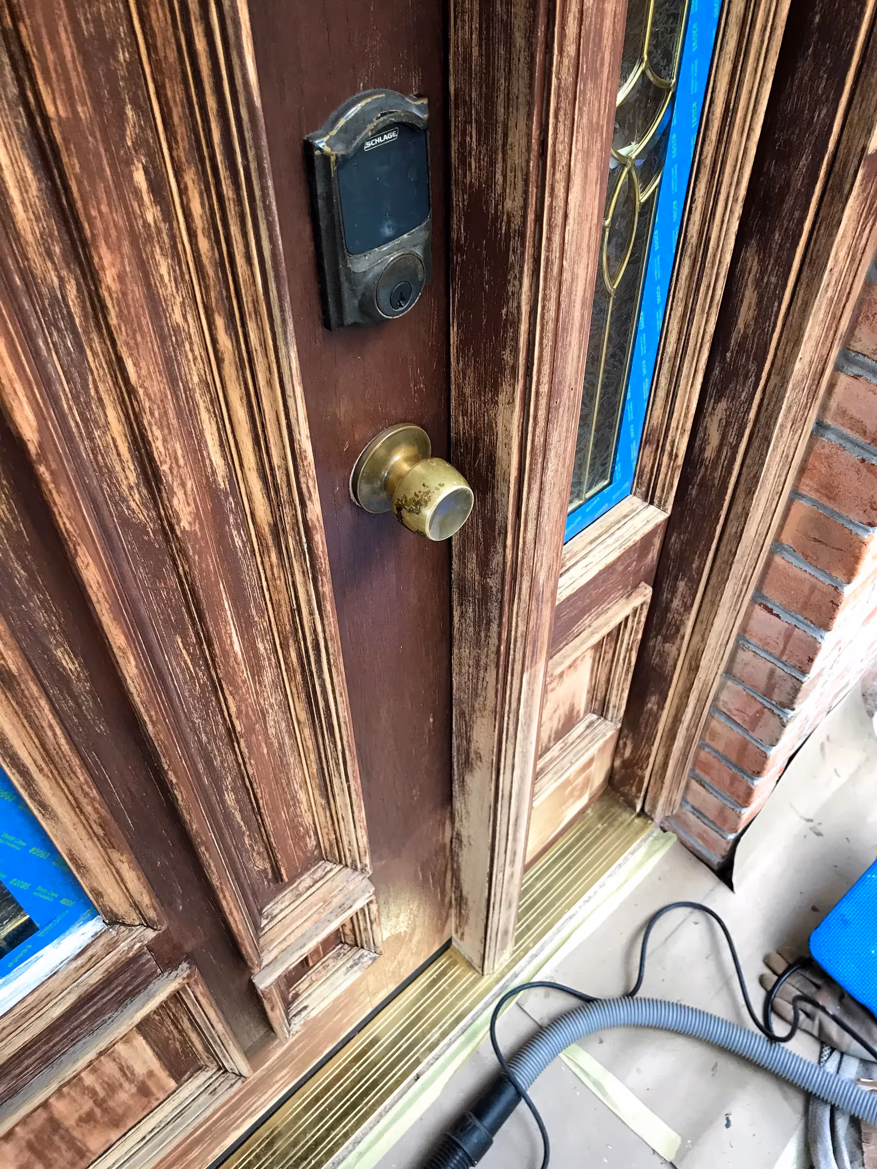 Fantasy Finishes entryway restoration, cabinet repair renovation, interior painting on Long Island New York 631-278-5096