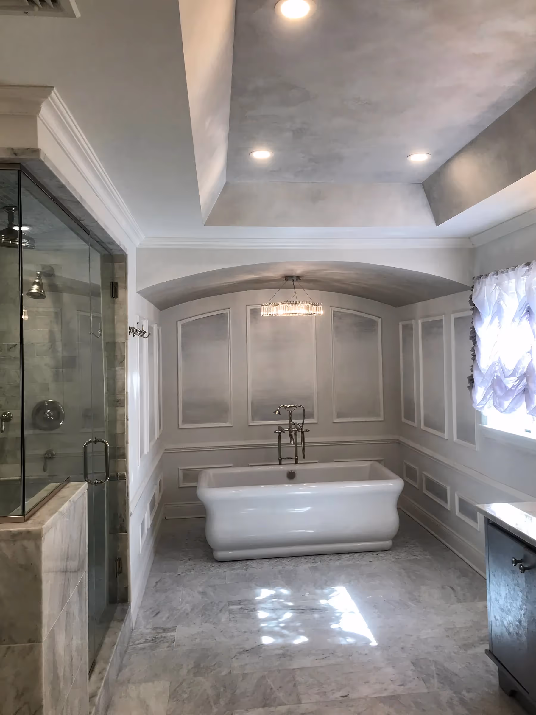 Fantasy Finishes entryway restoration, cabinet repair renovation, interior painting on Long Island New York 631-278-5096