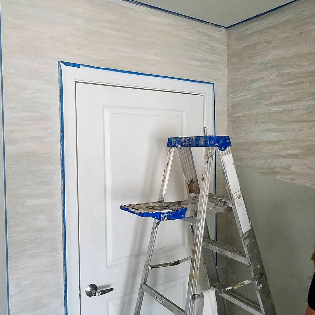 Fantasy Finishes entryway restoration, cabinet repair renovation, interior painting on Long Island New York 631-278-5096
