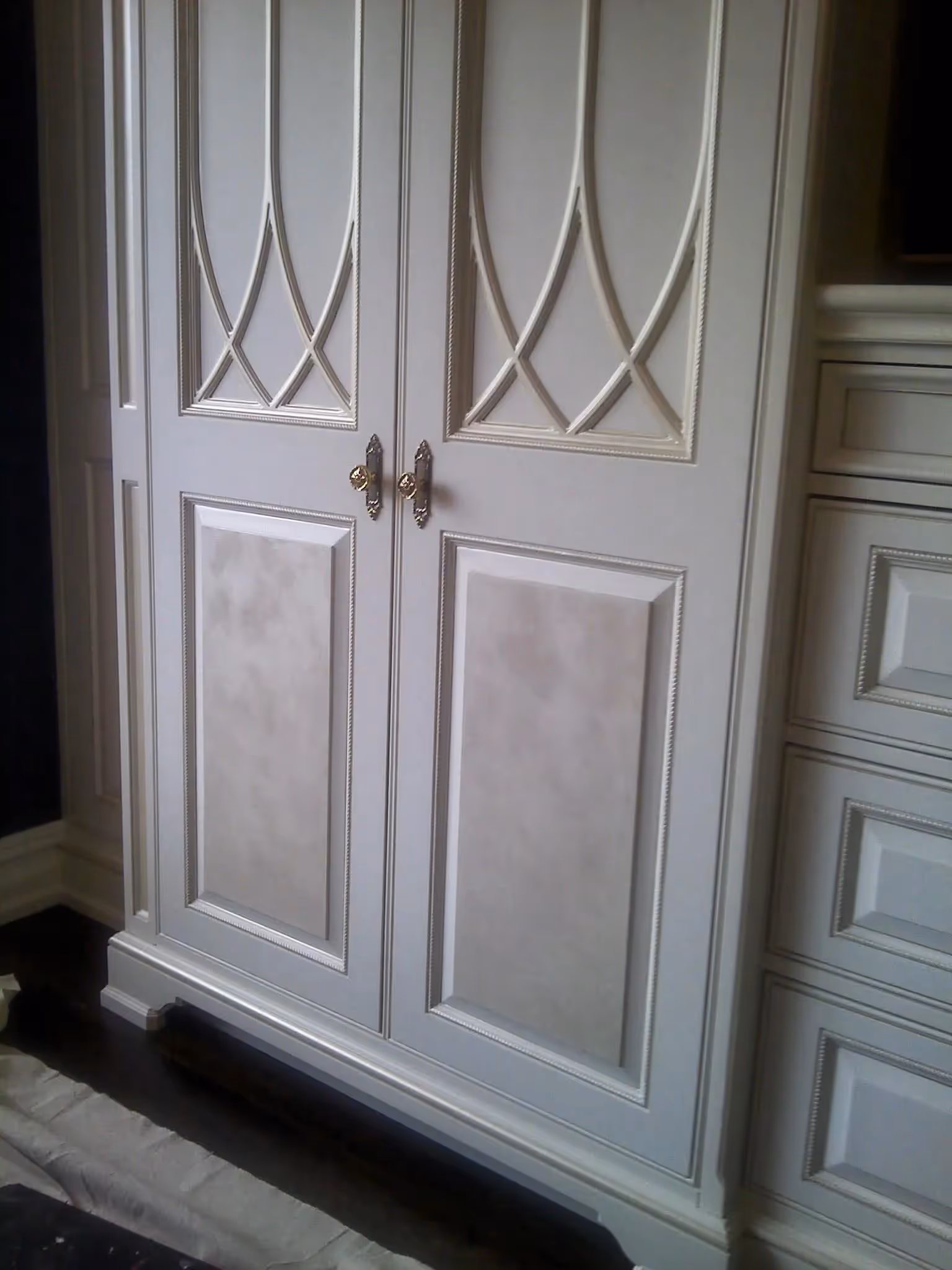 Fantasy Finishes entryway restoration, cabinet repair renovation, interior painting on Long Island New York 631-278-5096