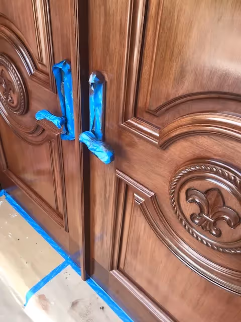 Fantasy Finishes Signature Project—entryway restoration, cabinet repair renovation, decorative painting, interior painting 631-278-5096