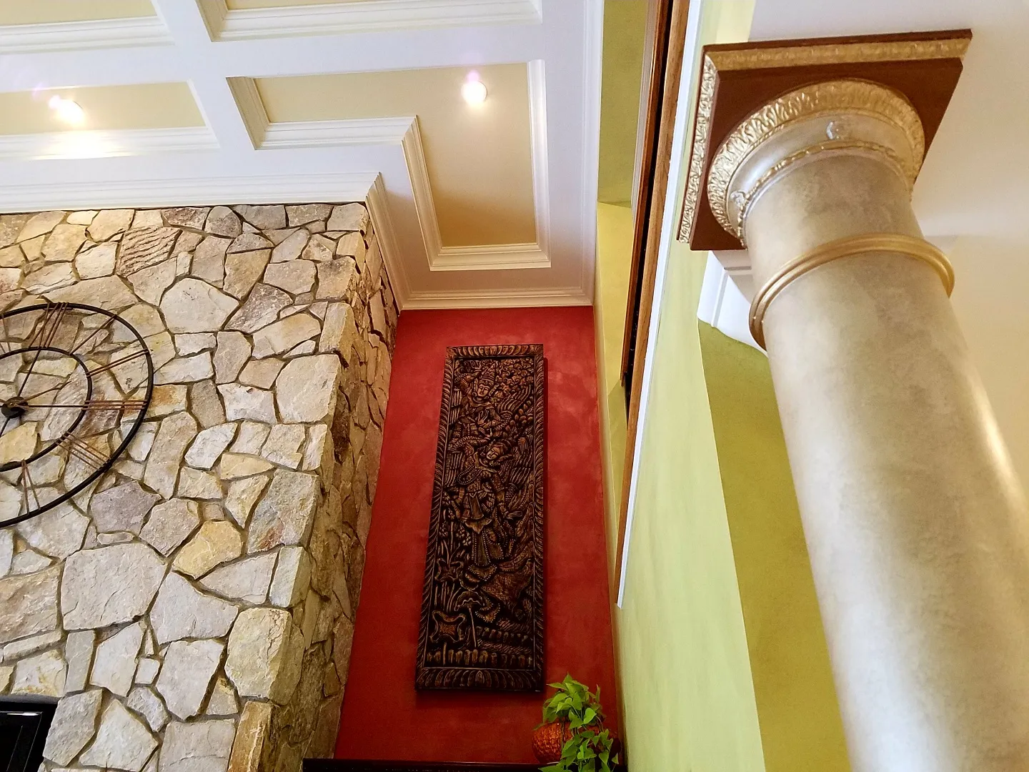 Fantasy Finishes Signature Project—entryway restoration, cabinet repair renovation, interior painting, decorative painting