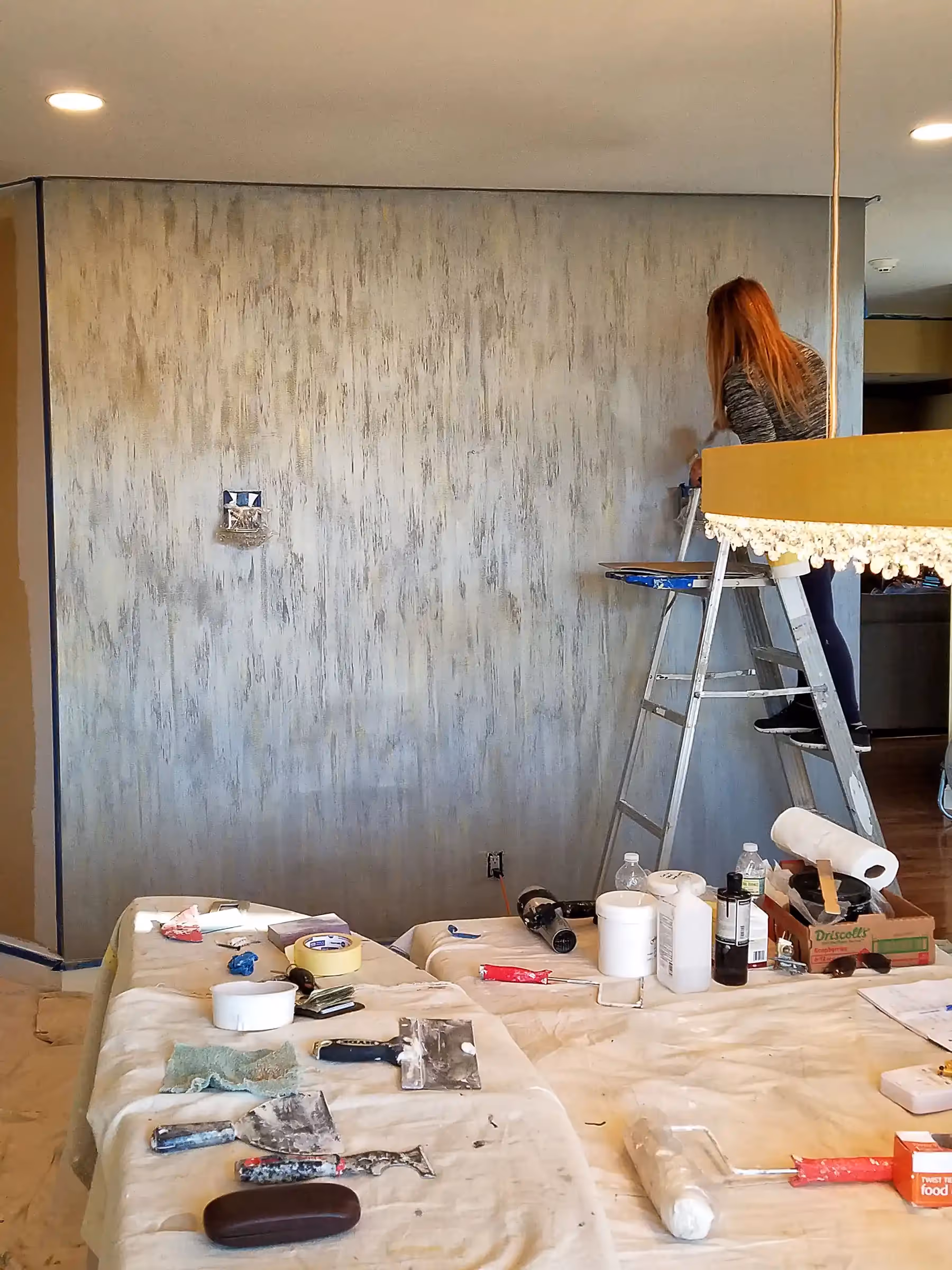 Fantasy Finishes Signature Project—entryway restoration, cabinet repair renovation, decorative painting, interior painting 631-278-5096