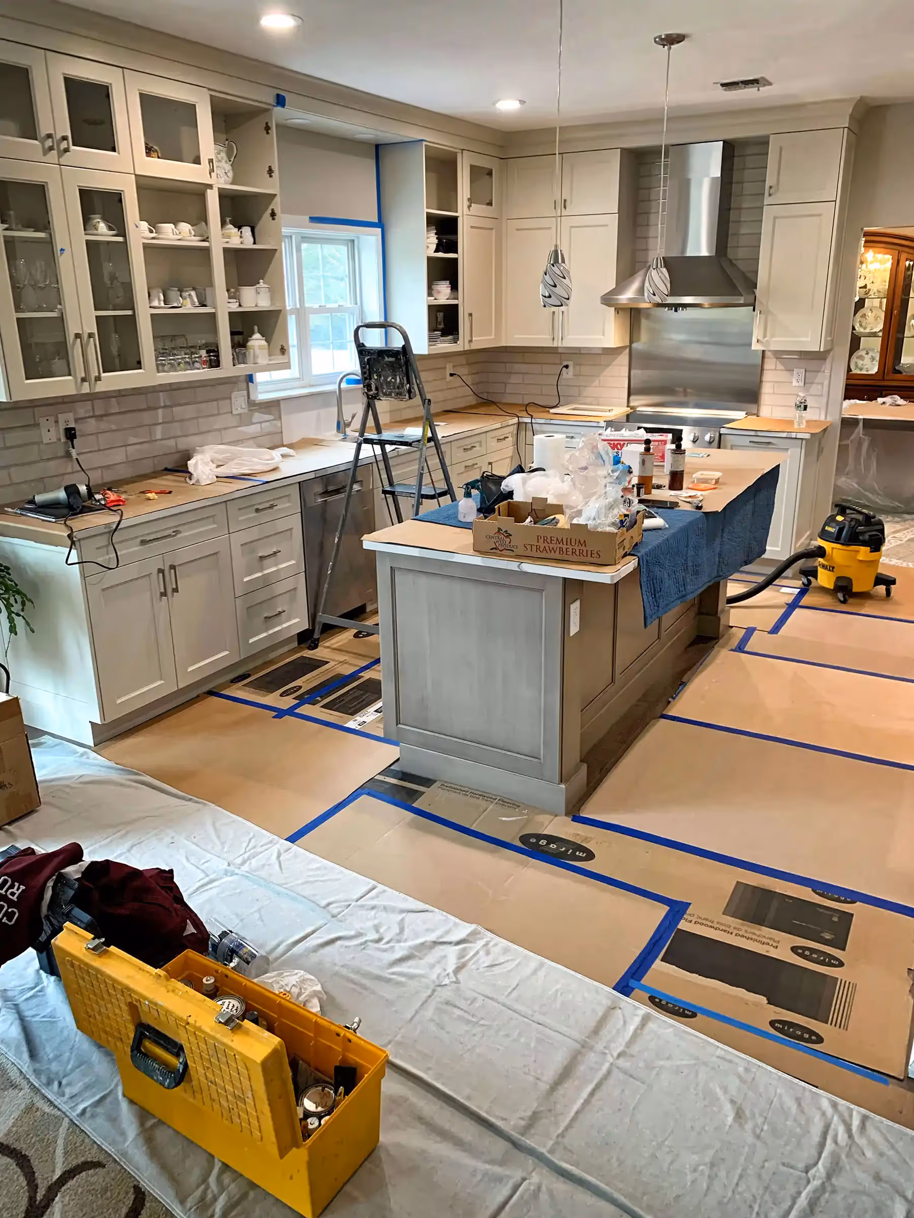 Fantasy Finishes Signature Project—entryway restoration, cabinet repair renovation, decorative painting, interior painting 631-278-5096