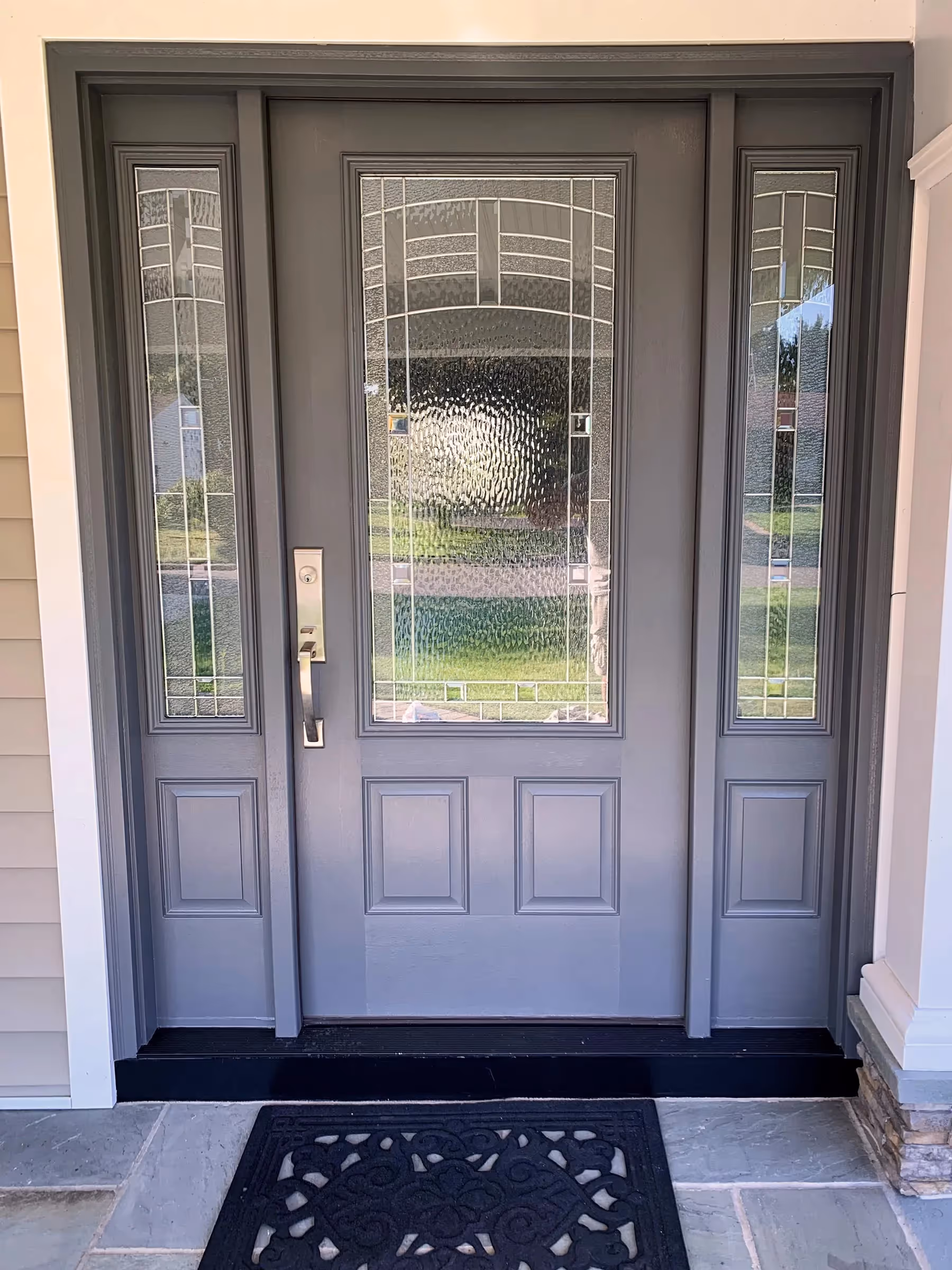 Fantasy Finishes entryway restoration, cabinet repair renovation, interior painting on Long Island New York 631-278-5096