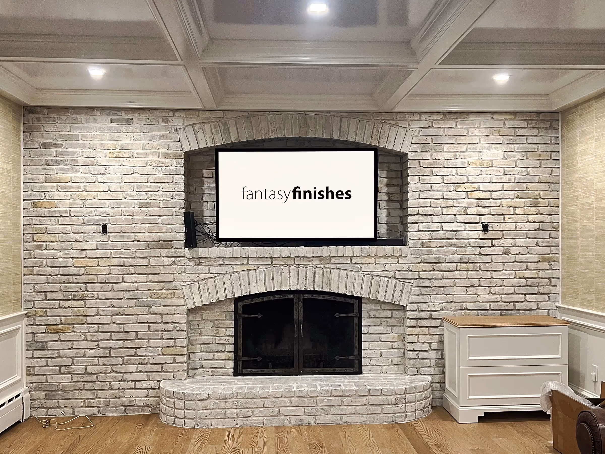 Decorative painting of a fireplace. Fantasy Finishes New York