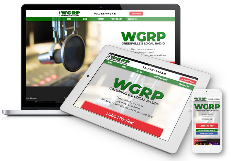 WGRP web design collage