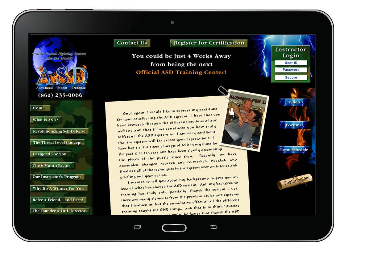 Tablet with the ASD website open on the screen.