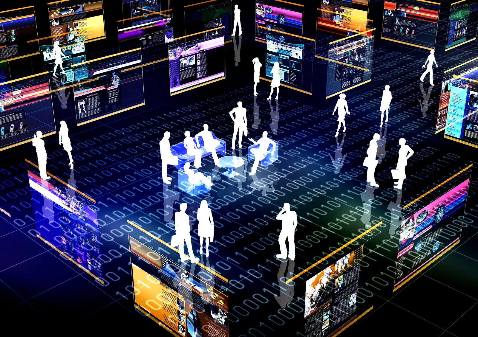 Image of tech representation of users in various groups. 