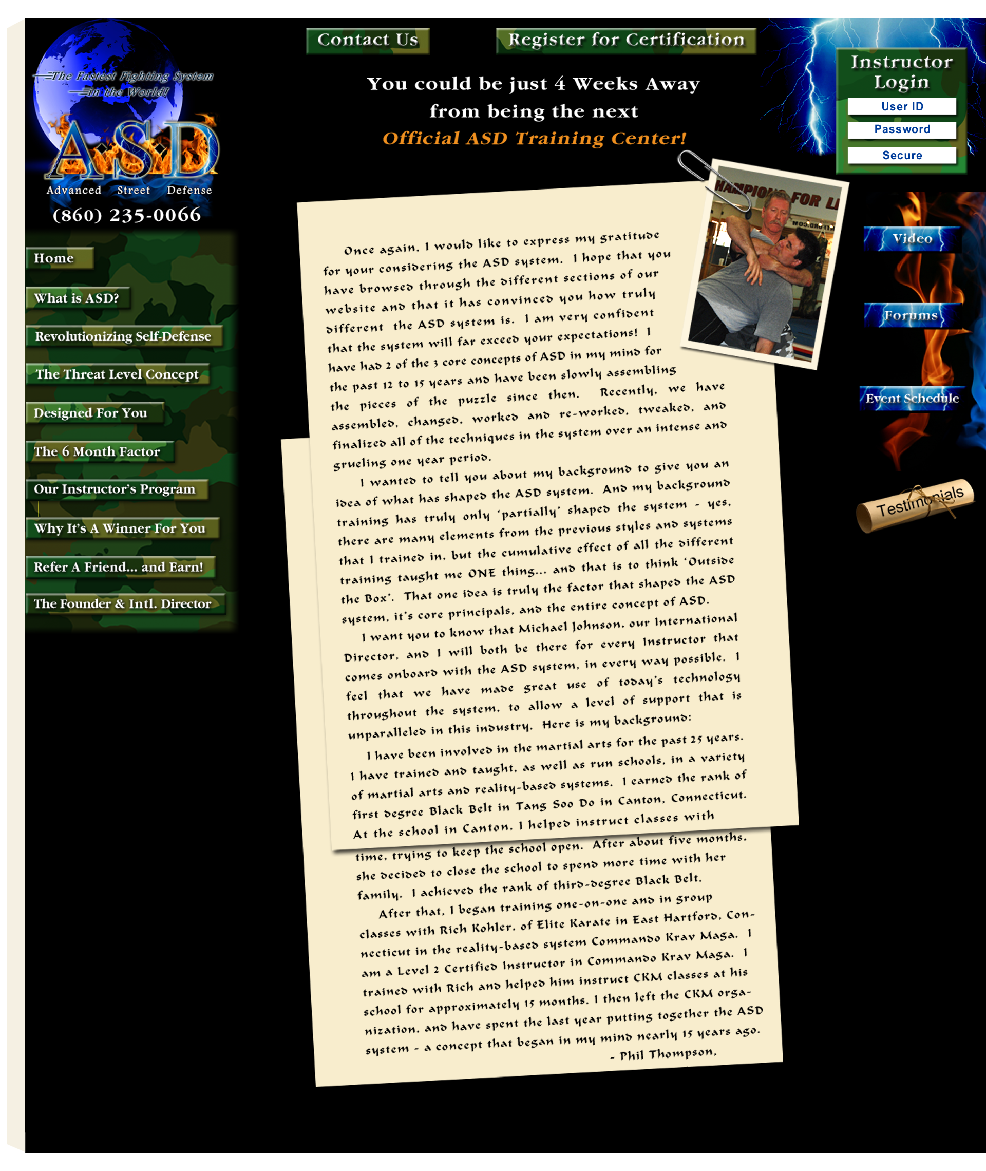 Image of the "Meet the Founder" Page of the ASD website.