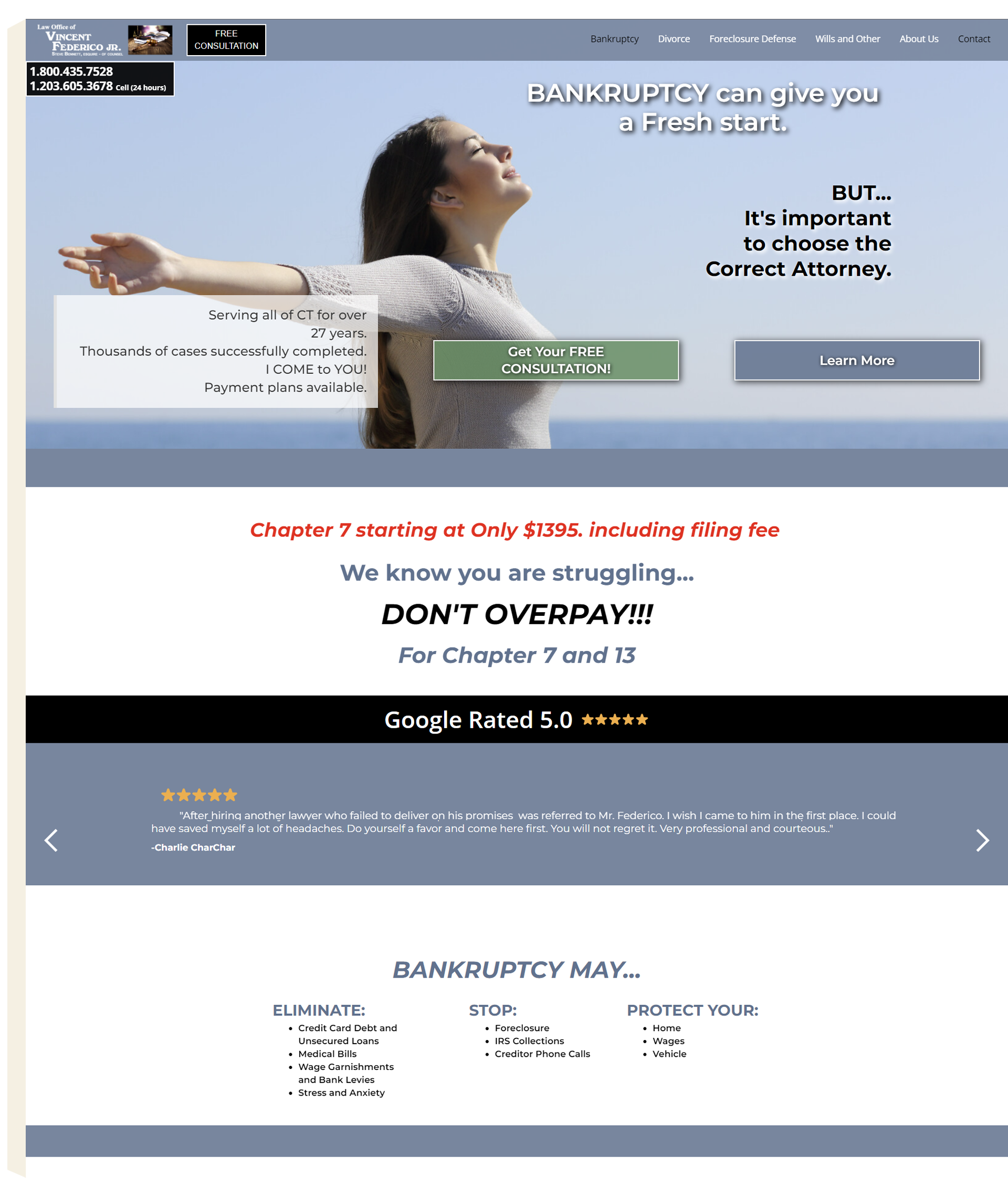 Image of the Law Office of Attorney Federico website.