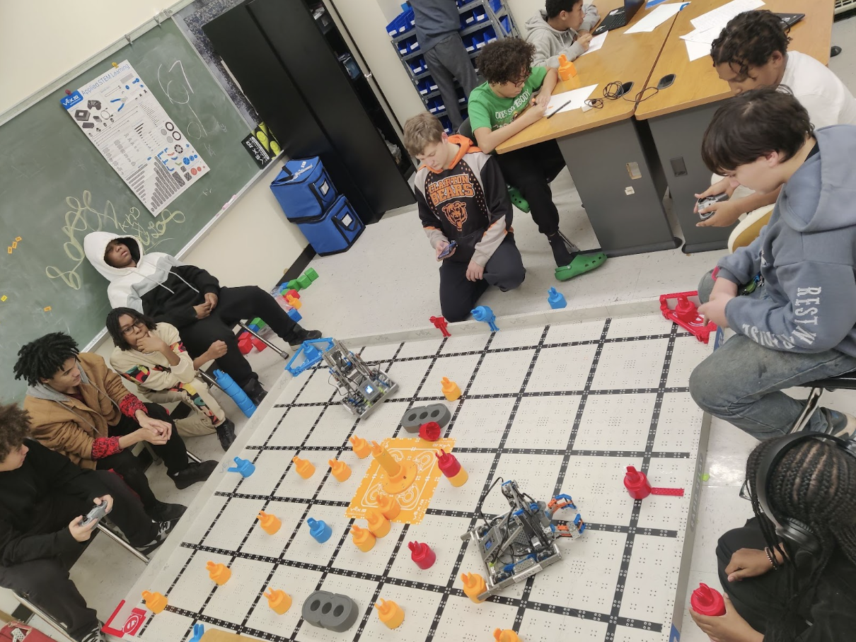 VEX robotics students competing