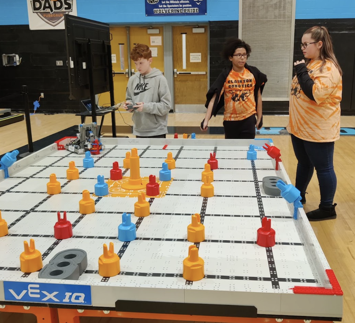 VEX robotics students competing