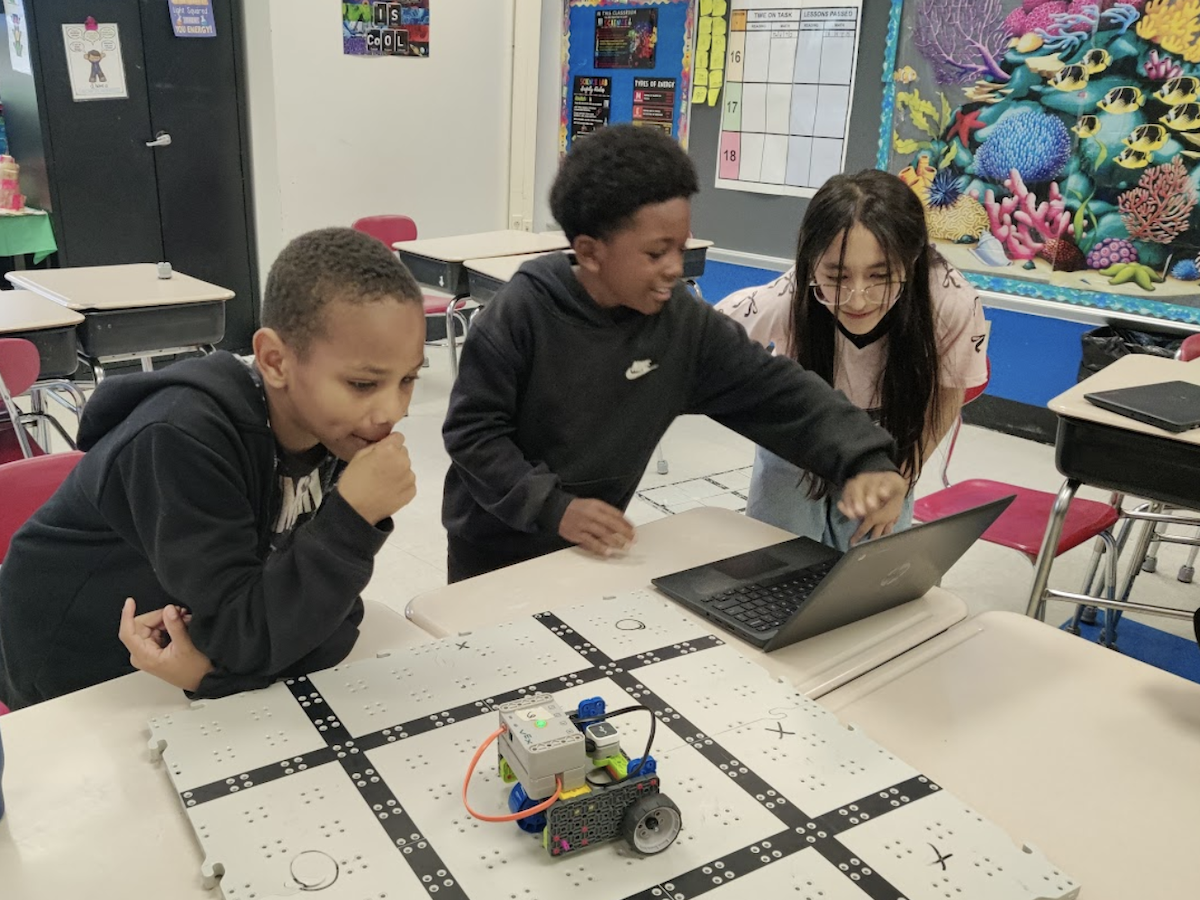 Robotics students at Clairton