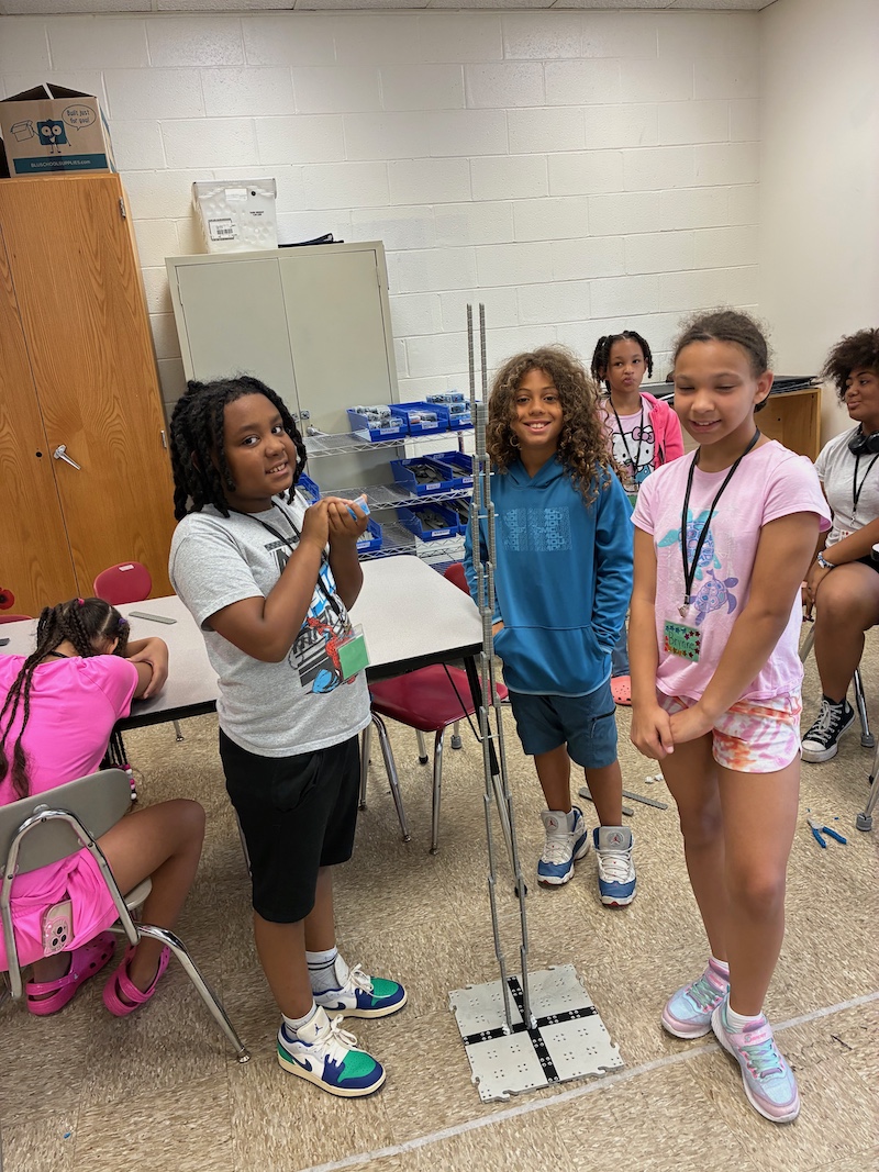 Clairton students building a tower