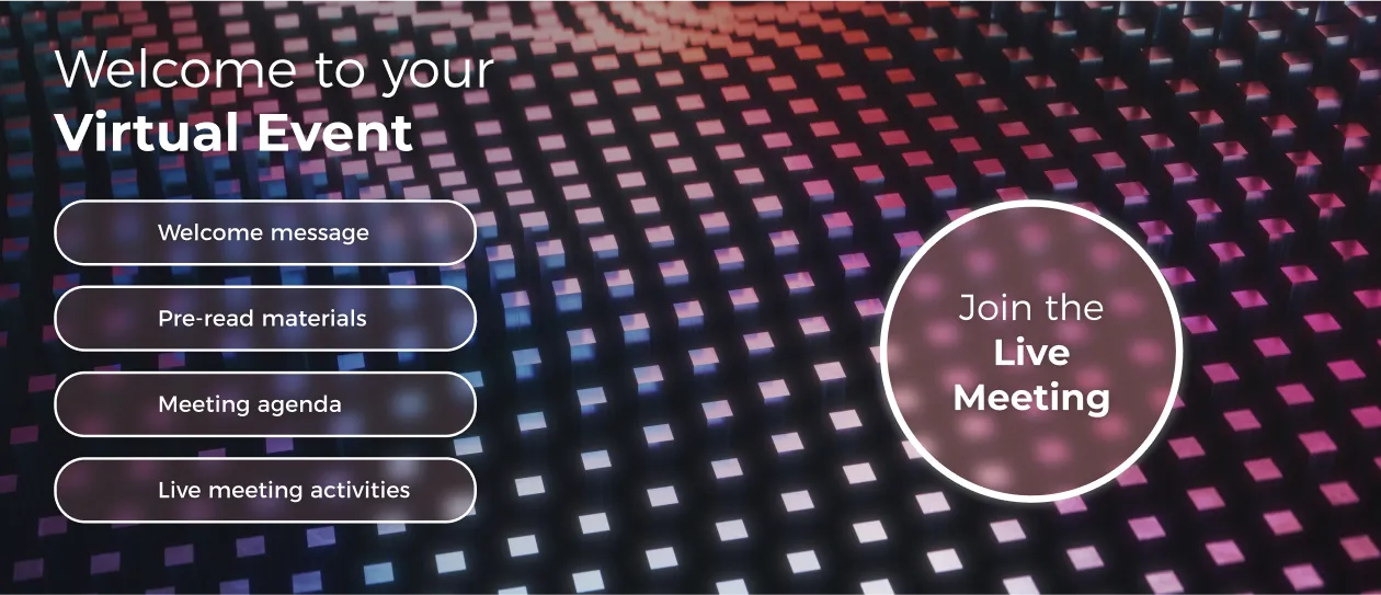 Visual, Virtual Event Environment depicting custom graphic interface
