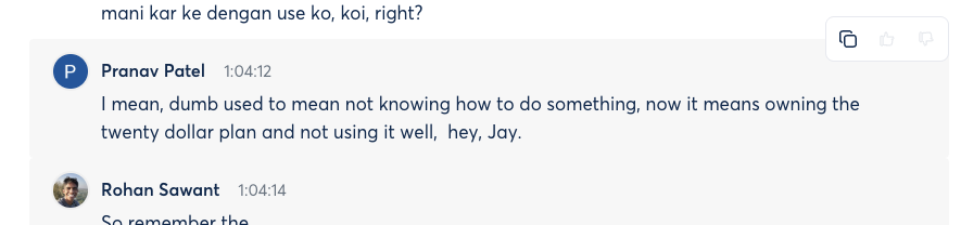 Call transcript screenshot