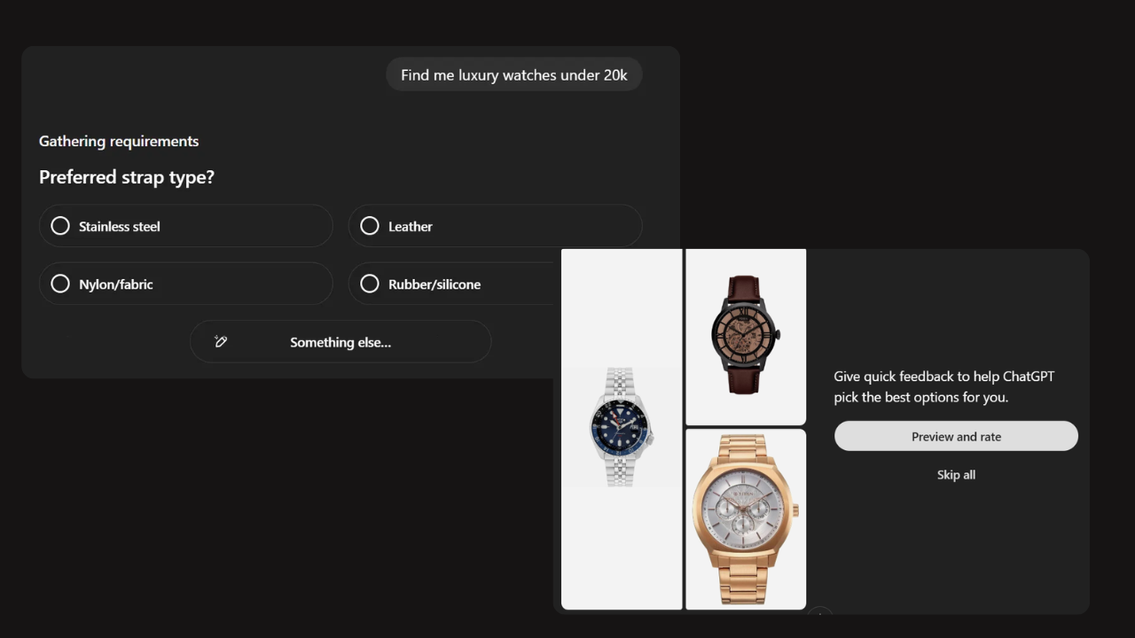 ChatGPT Shopping Research Interface
