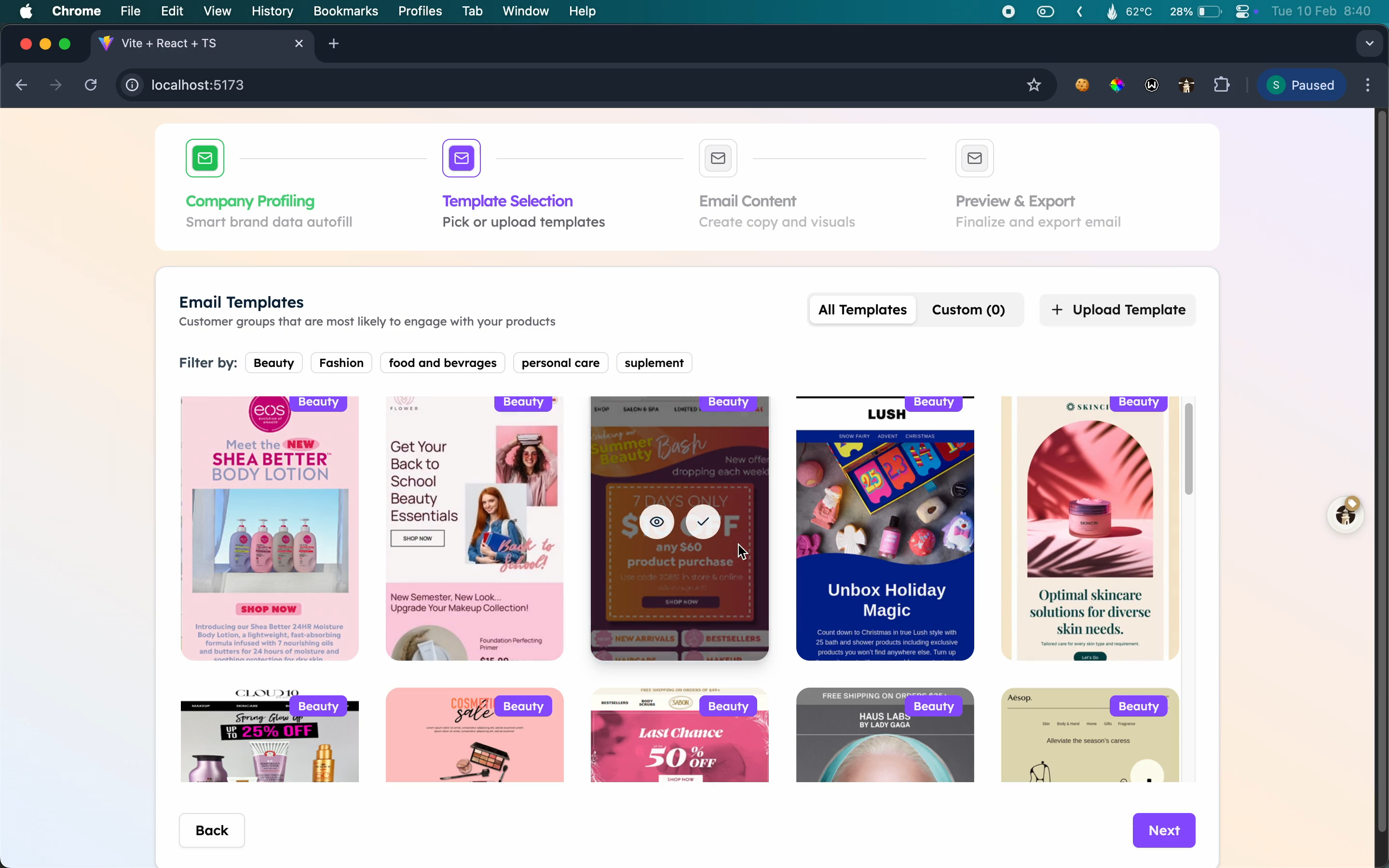 Ionio email generation tool — brief input to complete HTML email