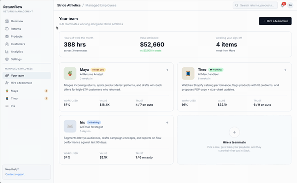 The hiring page — onboarding an AI Employee like onboarding a person