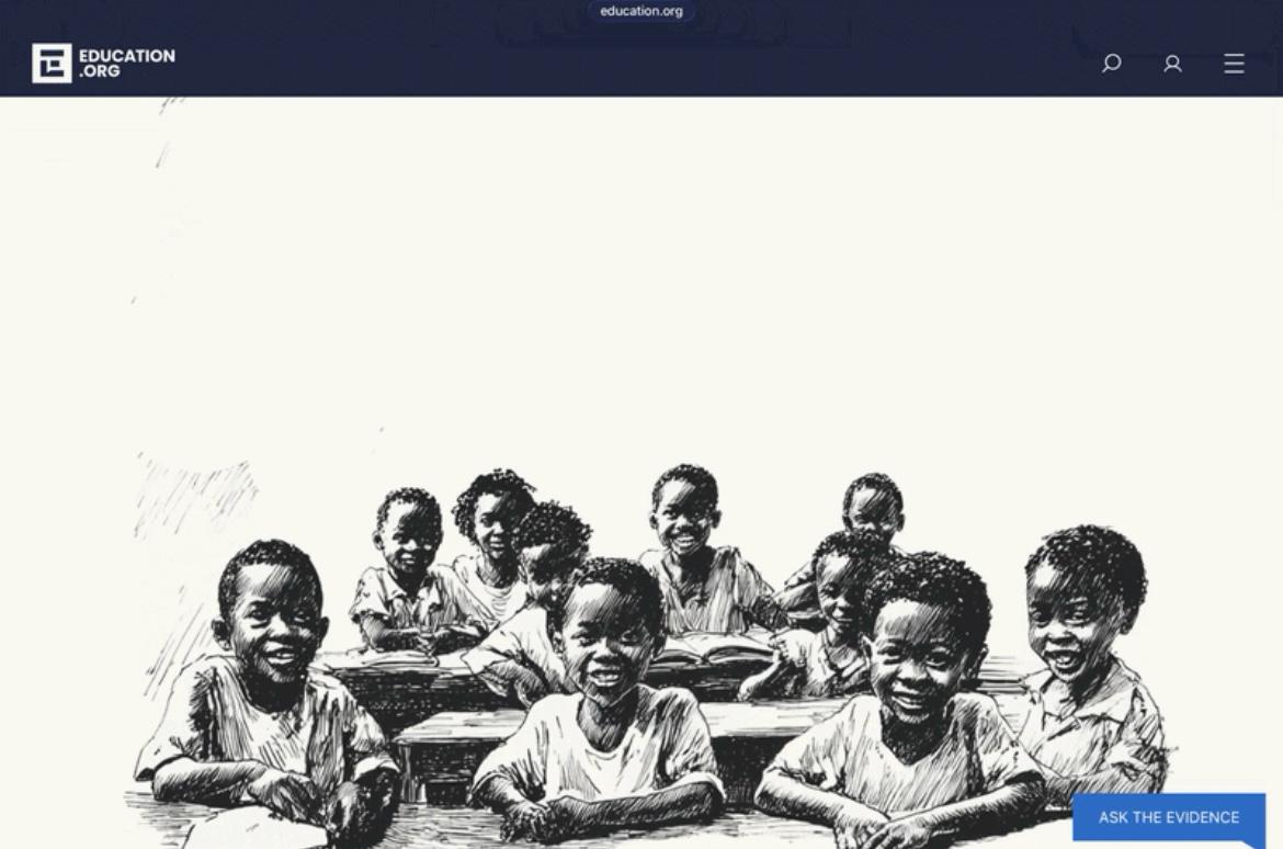 The Ask the Evidence launcher on Education.org's own public site