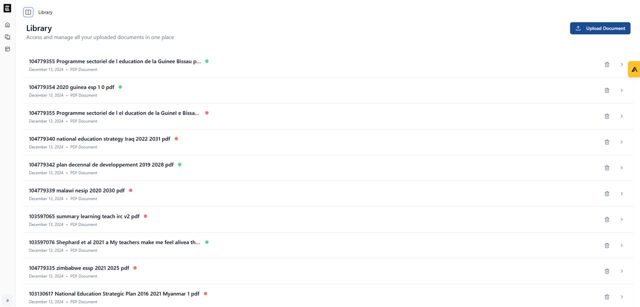 The Library of source documents the tool answers from