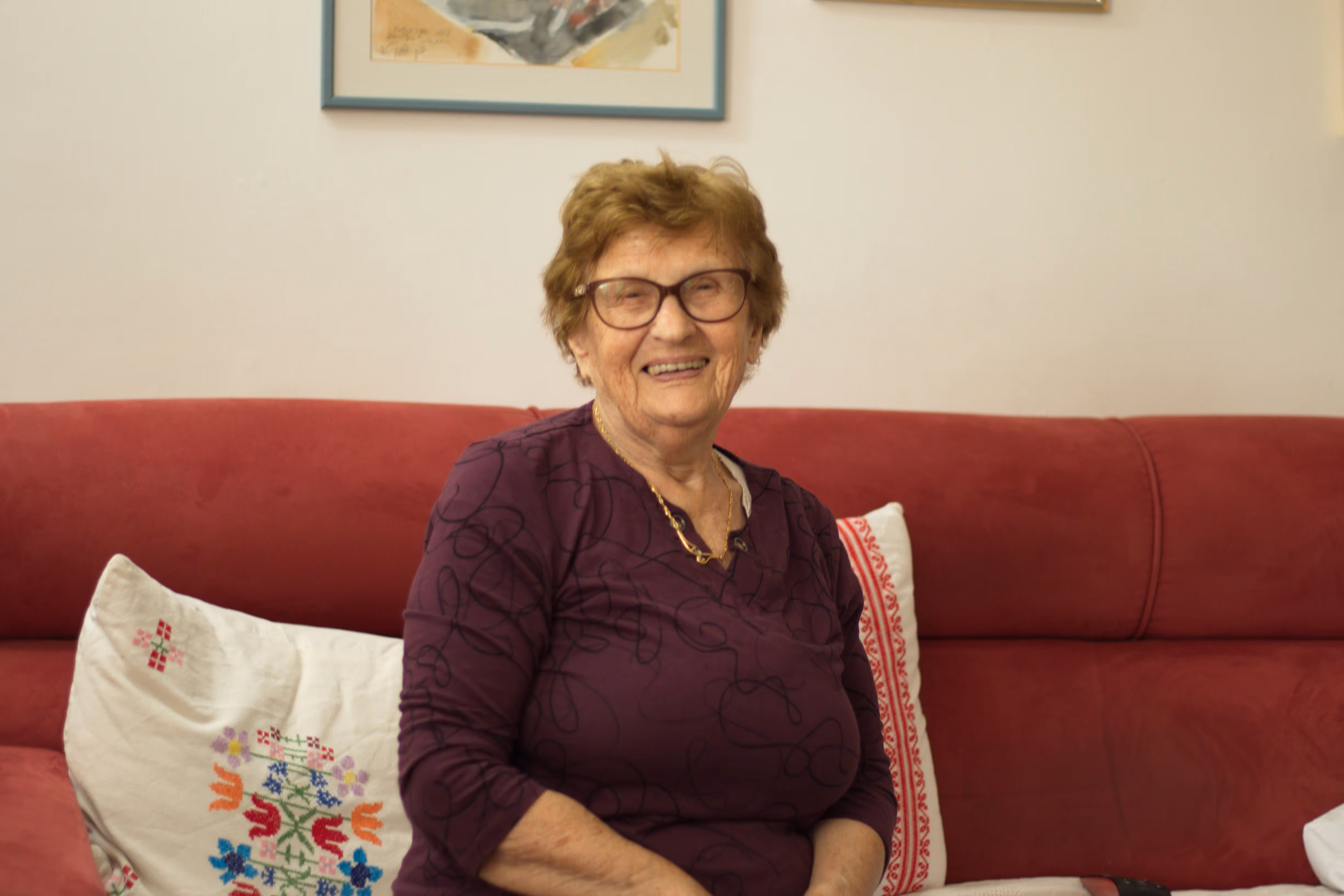 לושה דיקמן בביתה בקיבוץ גן שמואל 2020