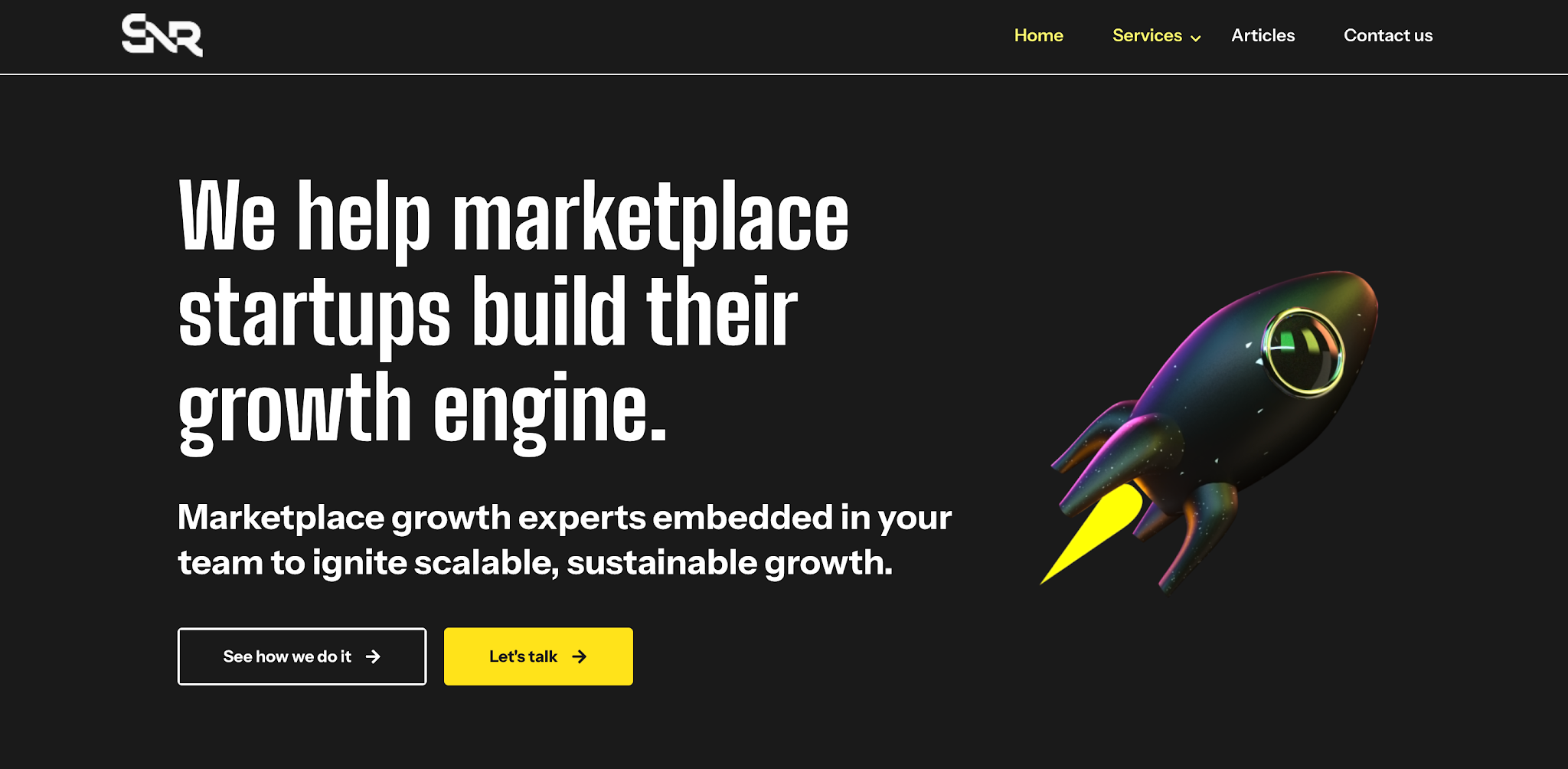 SNR Growth homepage.