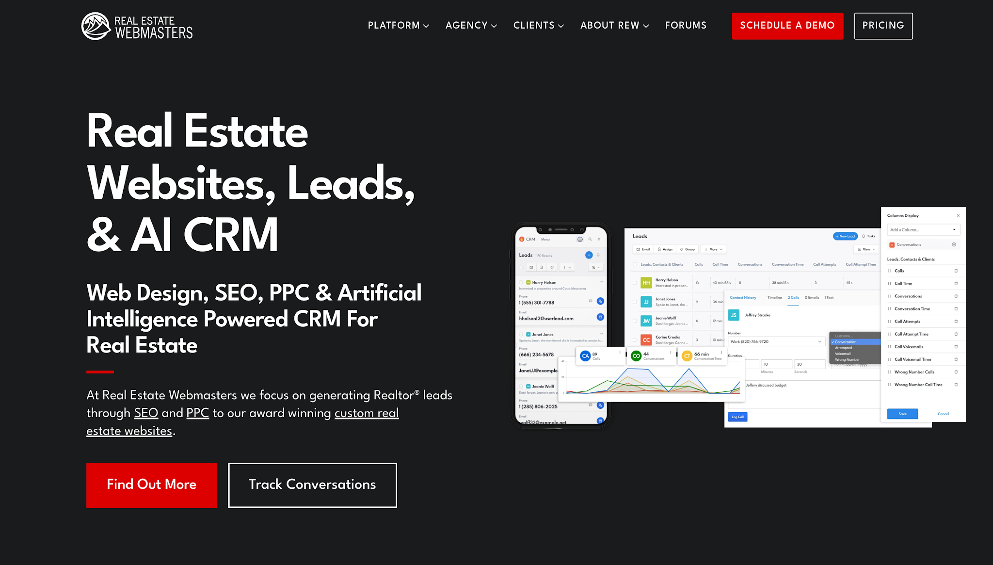 Real Estate Webmasters homepage.