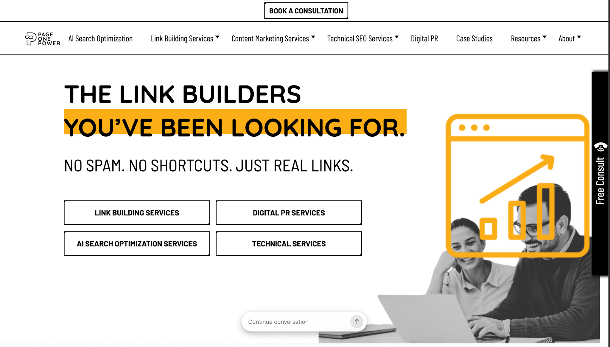 Page One Power homepage.