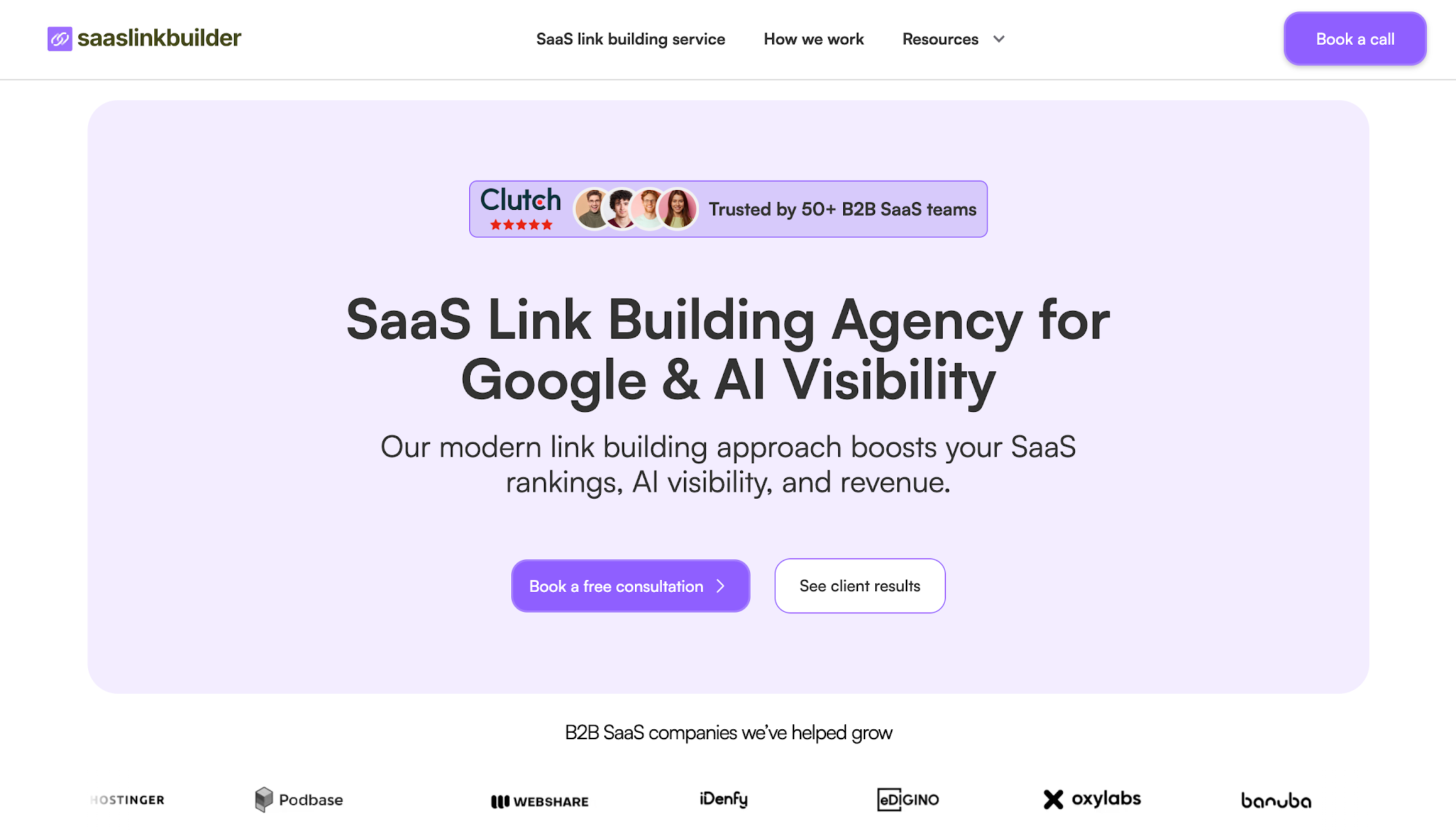 SaaS Link Builder homepage.