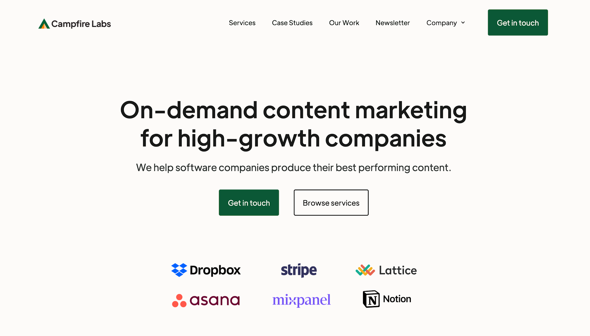 Campfire Labs homepage.